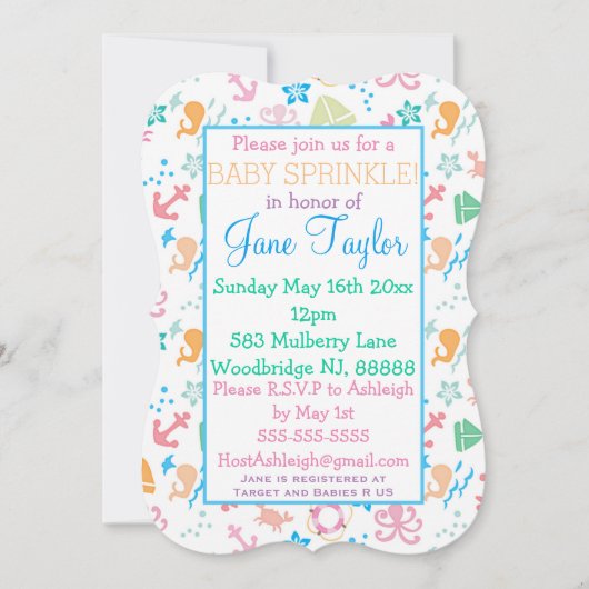 Onder de Zee Baby Sprinkle Kaart (Voorkant)