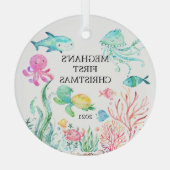 Onder de Zee Baby's Eerste Kerstmis Glas Ornament (Achterkant)