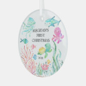 Onder de Zee Baby's Eerste Kerstmis Glas Ornament (Voorkant links)