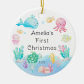 Onder de Zee Baby's Eerste Kerstmis Keramisch Ornament (Voorkant)