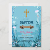 Onder de zee baptism party Invitation Kaart (Voorkant)