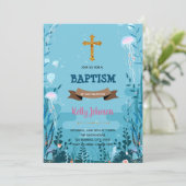 Onder de zee baptism party Invitation Kaart (Staand voorkant)