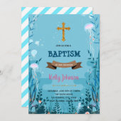 Onder de zee baptism party Invitation Kaart (Voorkant / Achterkant)