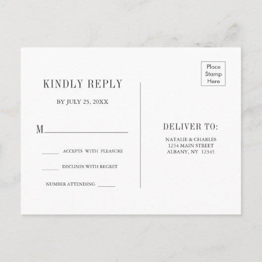 Onder de zee Blauw en Goud Zomer Bruiloft RSVP Uitnodiging Briefkaart (Achterkant)