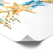 Onder de zee blauw & goud welkomstbord voor babyfe poster (Hoek)