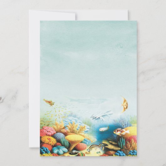 Onder de zee blauw haaien aquarium bruiloft kaart (Achterkant)