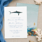 Onder de zee blauw haaien aquarium bruiloft kaart