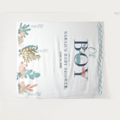 Onder de Zee Blauw Waterverf Oh Jongen Babyfeestje Wandkleed (Voorkant (horizontaal))