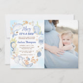 Onder de zee Blauwe Ahoy Het is een jongen Baby Bo Kaart (Voorkant)