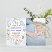 Onder de zee Blauwe Ahoy Het is een jongen Baby Bo Kaart (Staand voorkant)