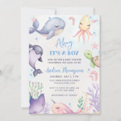 Onder de zee Blauwe Ahoy Het is een jongen Baby Bo Kaart (Voorkant)