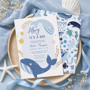 Onder de zee Blauwe ahoy het is een jongen baby sh Kaart