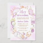 Onder de zee blauwe ahoy het is een meisje babyfee kaart (Voorkant)