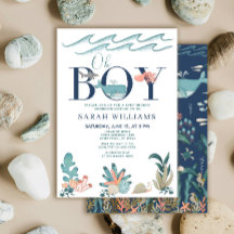 Onder de Zee Blauwe Aquarel Oh Jongen Baby Shower