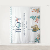 Onder de zee blauwe aquarel Oh jongen baby shower  Wandkleed (Voorkant)