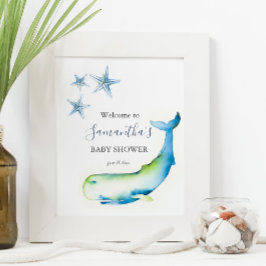 Onder de zee Blauwe Wal Baby Shower Posters