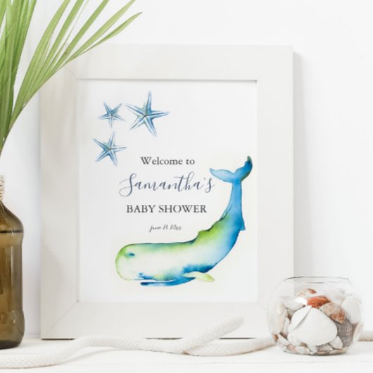 Onder de zee Blauwe Wal Baby Shower Posters