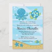 Onder de Zee Blue Baby shower Invitation Card Kaart (Voorkant)