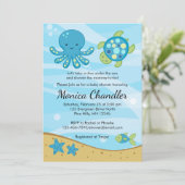 Onder de Zee Blue Baby shower Invitation Card Kaart (Staand voorkant)