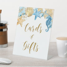 Onder de Zee Blue Gold Wedding Cards en Gifts