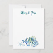 Onder de Zee Blue Waterverf Octopus Hartelijk dank (Voorkant)