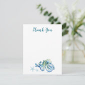 Onder de Zee Blue Waterverf Octopus Hartelijk dank (Staand voorkant)