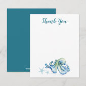 Onder de Zee Blue Waterverf Octopus Hartelijk dank (Voorkant / Achterkant)