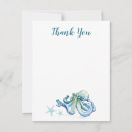 Onder de Zee Blue Waterverf Octopus Hartelijk dank