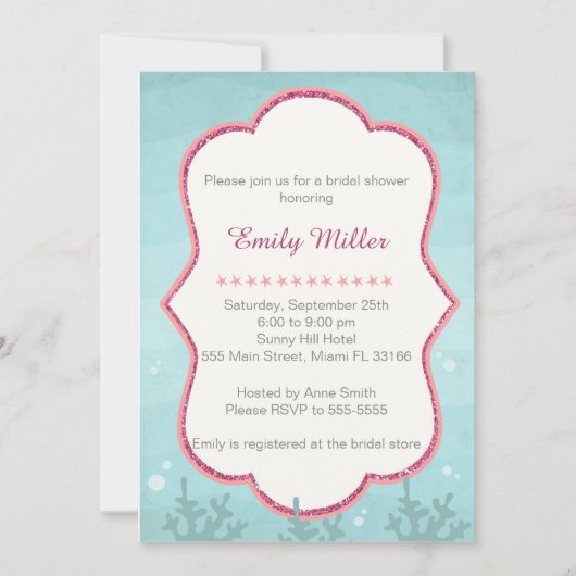 onder de Zee Bridal Shower Invitation Kaart (Voorkant)