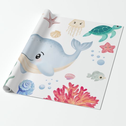 Onder de zee cadeaupapier (Uitgerold)