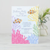 Onder de Zee Clown Fish Birthday Party Kaart (Staand voorkant)