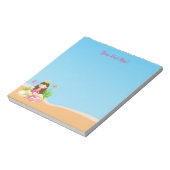 Onder de Zee Cute Brunette Mermaid Custom Name Notitieblok (Linkerzijde)