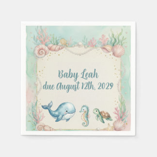 Onder de Zee Dieren Aquamarijn Baby Shower Servet