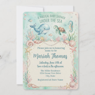 Onder de Zee Dieren Aquamarine Baby Borrel Kaart