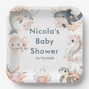 Onder De Zee Dieren Baby Shower Papieren Bordje