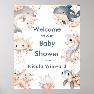 Onder De Zee Dieren Verjaardagsfeest Welkom Poster
