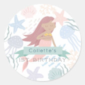 Onder de Zee Donkere huidskleur Ronde Sticker (Voorkant)