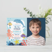 Onder De Zee DRIE Oceaan Dolfijn Octopus 3 Foto Kaart (Staand voorkant)