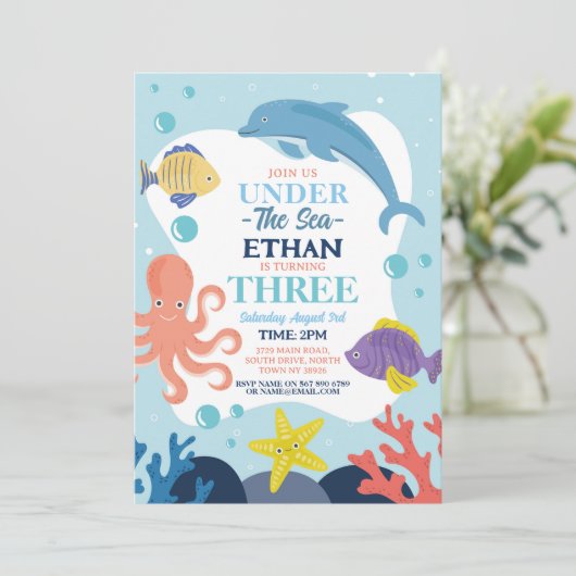 Onder De Zee DRIE Oceaan Dolfijn Octopus 3de Kaart (Staand voorkant)