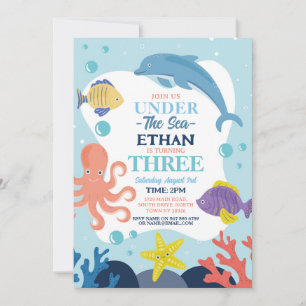 Onder De Zee DRIE Oceaan Dolfijn Octopus 3de Kaart