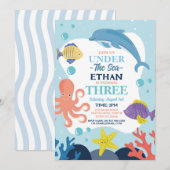 Onder De Zee DRIE Oceaan Dolfijn Octopus 3e Kaart (Voorkant / Achterkant)