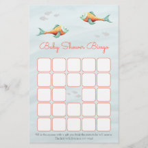Onder de Zee Fish Theme Baby shower Bingo Kaart