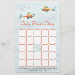 Onder de Zee Fish Theme Baby shower Bingo Kaart