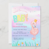 Onder De Zee, Flamingo Holografische Baby Shower Kaart (Voorkant)