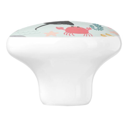 Onder de Zee Friends Pattern keramische knop (Zijkant)