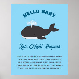 Onder De Zee Hallo Baby Shower Luiers voor 's Nach Poster