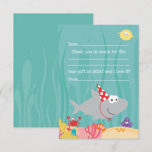 Onder de zee invulkaart bedankkaart (Voorkant / Achterkant)