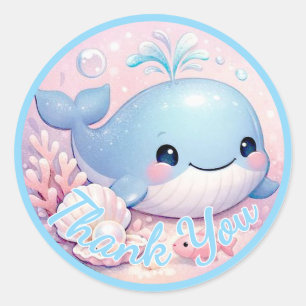 Onder de Zee Jongen Baby Borrel Blauw Oceaan Ronde Sticker
