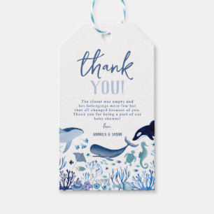Onder de zee jongen baby shower dank je cadeaulabel