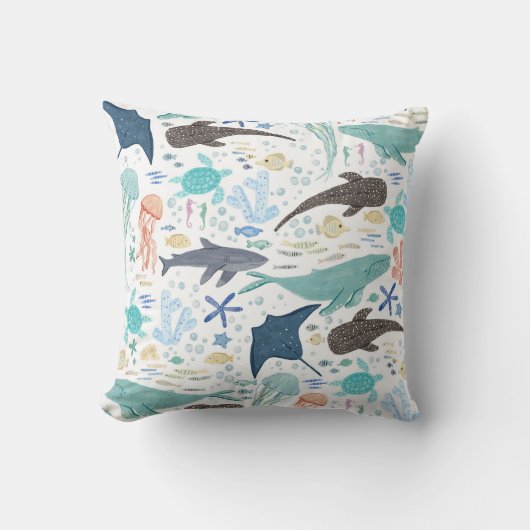 Onder de zee jongen baby shower kussen (Voorkant)